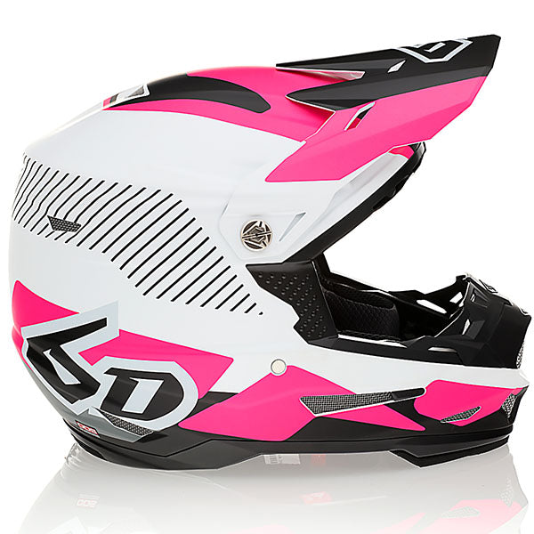 6D helmet pink product view — with ODS impact management for angular and linear energy, ventilated and lightweight, SKU 12-2945.