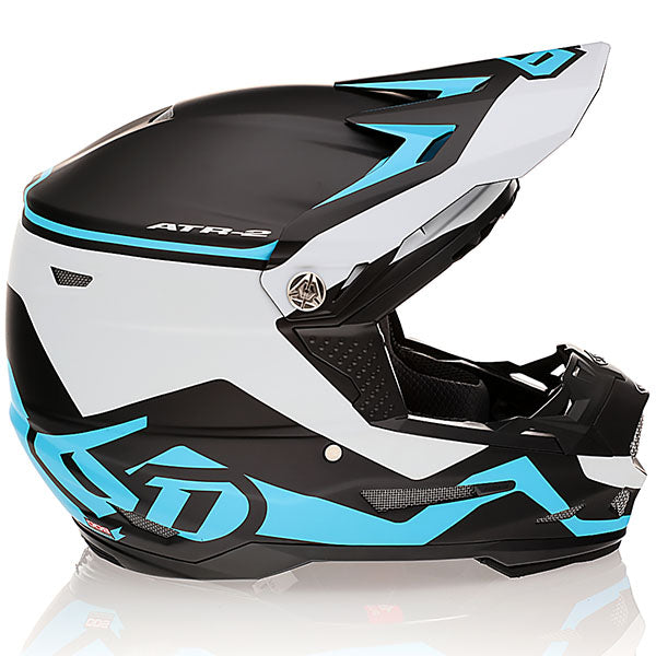 6D helmet cyan product view — with ODS impact management for angular and linear energy, ventilated and lightweight, SKU 12-2714.
