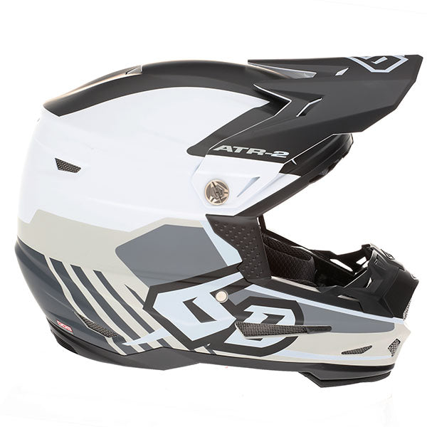 6D helmet black white product view — with ODS impact management for angular and linear energy, ventilated and lightweight, SKU 11-6101.