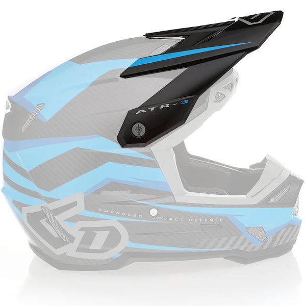 Clean studio shot of 6d atr 3 rival visor; showing visor shape, mounting points, and surface finish; SKU 72-80; Colors: Gloss Red, Matte White, Gloss Cyan