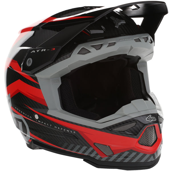 Image of 6D, ATR-3 Rival Helmet, SKU 13-06, Colors: Gloss Cyan, Matte White, Gloss Red, Gloss Gold, Sizes: XS to 2X, Available at BTO Sports, front view, highlighting helmet profile, visor area, and surface finish