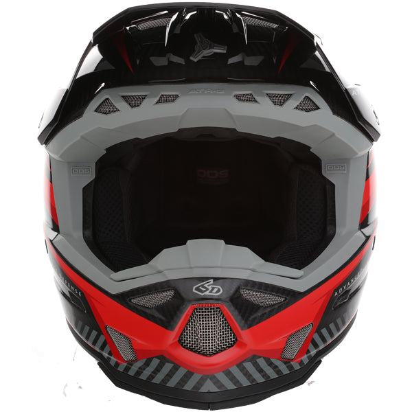 Image of 6D, ATR-3 Rival Helmet, SKU 13-06, Colors: Gloss Cyan, Matte White, Gloss Red, Gloss Gold, Sizes: XS to 2X, Available at BTO Sports, front view, showing helmet design, venting, and shell details