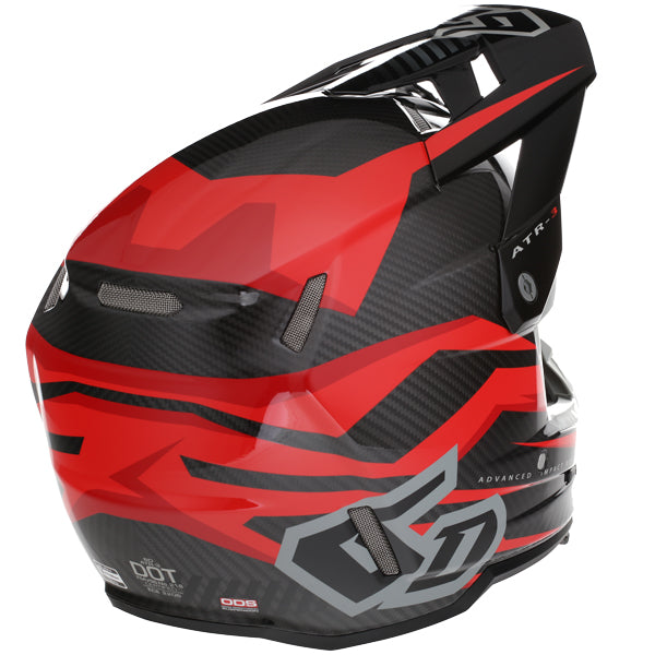 Image of 6D, ATR-3 Rival Helmet, SKU 13-06, Colors: Gloss Cyan, Matte White, Gloss Red, Gloss Gold, Sizes: XS to 2X, Available at BTO Sports, front view, showing helmet shell shape, vent layout, and exterior graphics