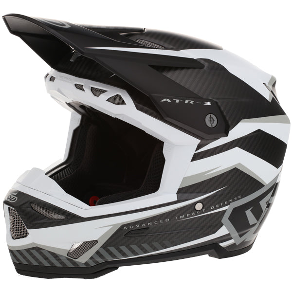 Image of 6D, ATR-3 Rival Helmet, SKU 13-06, Colors: Gloss Cyan, Matte White, Gloss Red, Gloss Gold, Sizes: XS to 2X, Available at BTO Sports, front view, highlighting helmet profile, visor area, and surface finish
