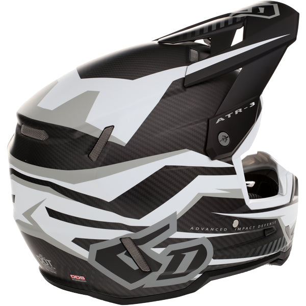 Image of 6D, ATR-3 Rival Helmet, SKU 13-06, Colors: Gloss Cyan, Matte White, Gloss Red, Gloss Gold, Sizes: XS to 2X, Available at BTO Sports, front view, highlighting helmet profile, visor area, and surface finish