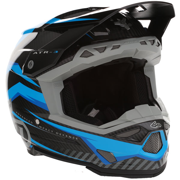 Image of 6D, ATR-3 Rival Helmet, SKU 13-06, Colors: Gloss Cyan, Matte White, Gloss Red, Gloss Gold, Sizes: XS to 2X, Available at BTO Sports, front view, showing helmet design, venting, and shell details