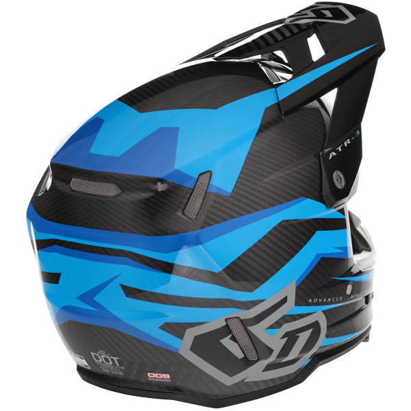 Image of 6D, ATR-3 Rival Helmet, SKU 13-06, Colors: Gloss Cyan, Matte White, Gloss Red, Gloss Gold, Sizes: XS to 2X, Available at BTO Sports, front view, highlighting helmet profile, visor area, and surface finish