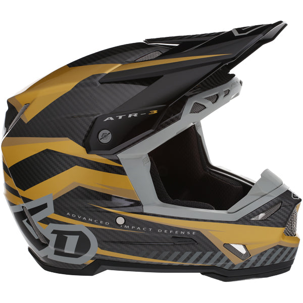 Image of 6D, ATR-3 Rival Helmet, SKU 13-06, Colors: Gloss Cyan, Matte White, Gloss Red, Gloss Gold, Sizes: XS to 2X, Available at BTO Sports, front view, highlighting helmet profile, visor area, and surface finish