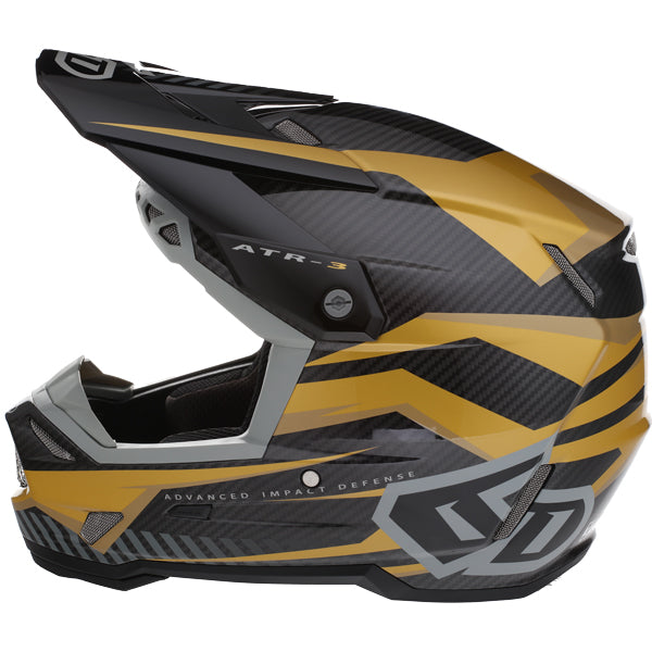 Image of 6D, ATR-3 Rival Helmet, SKU 13-06, Colors: Gloss Cyan, Matte White, Gloss Red, Gloss Gold, Sizes: XS to 2X, Available at BTO Sports, front view, highlighting helmet profile, visor area, and surface finish