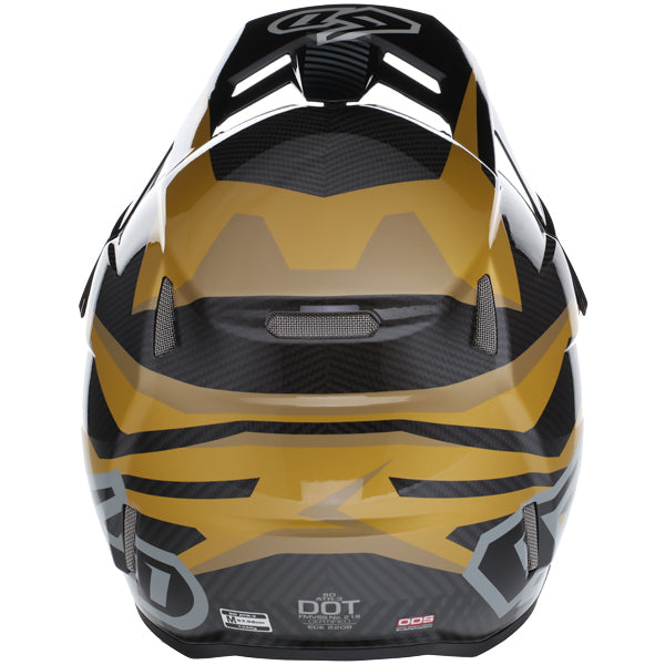 Image of 6D, ATR-3 Rival Helmet, SKU 13-06, Colors: Gloss Cyan, Matte White, Gloss Red, Gloss Gold, Sizes: XS to 2X, Available at BTO Sports, front view, showing helmet shell shape, vent layout, and exterior graphics
