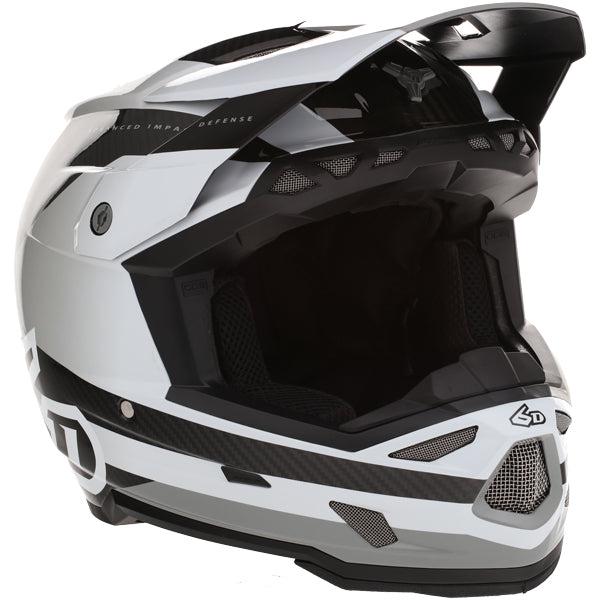 Image of 6D, ATR-3 Pure Helmet, SKU 13-07, Colors: Gloss White, Gloss Orange, Gloss Cyan Blue, Sizes: XS to 2X, Available at BTO Sports, front view, highlighting helmet profile, visor area, and surface finish
