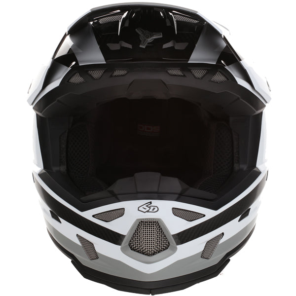 Image of 6D, ATR-3 Pure Helmet, SKU 13-07, Colors: Gloss White, Gloss Orange, Gloss Cyan Blue, Sizes: XS to 2X, Available at BTO Sports, front view, showing helmet design, venting, and shell details