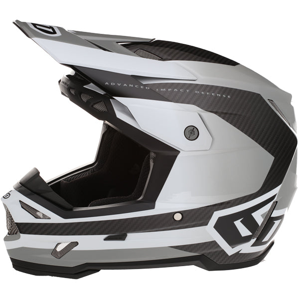 Image of 6D, ATR-3 Pure Helmet, SKU 13-07, Colors: Gloss White, Gloss Orange, Gloss Cyan Blue, Sizes: XS to 2X, Available at BTO Sports, front view, highlighting helmet profile, visor area, and surface finish