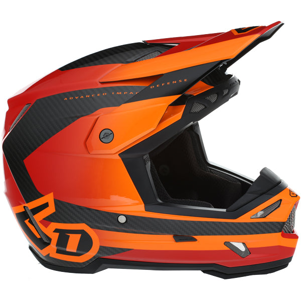 Image of 6D, ATR-3 Pure Helmet, SKU 13-07, Colors: Gloss White, Gloss Orange, Gloss Cyan Blue, Sizes: XS to 2X, Available at BTO Sports, front view, showing helmet shell shape, vent layout, and exterior graphics