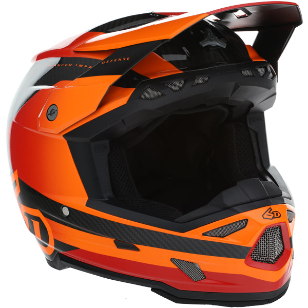 Image of 6D, ATR-3 Pure Helmet, SKU 13-07, Colors: Gloss White, Gloss Orange, Gloss Cyan Blue, Sizes: XS to 2X, Available at BTO Sports, front view, showing helmet shell shape, vent layout, and exterior graphics