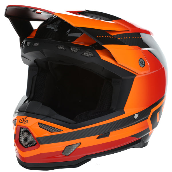 Image of 6D, ATR-3 Pure Helmet, SKU 13-07, Colors: Gloss White, Gloss Orange, Gloss Cyan Blue, Sizes: XS to 2X, Available at BTO Sports, front view, showing helmet shell shape, vent layout, and exterior graphics
