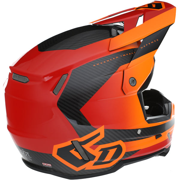 Image of 6D, ATR-3 Pure Helmet, SKU 13-07, Colors: Gloss White, Gloss Orange, Gloss Cyan Blue, Sizes: XS to 2X, Available at BTO Sports, front view, showing helmet shell shape, vent layout, and exterior graphics