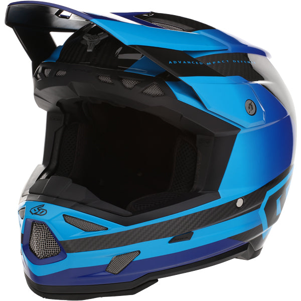 Image of 6D, ATR-3 Pure Helmet, SKU 13-07, Colors: Gloss White, Gloss Orange, Gloss Cyan Blue, Sizes: XS to 2X, Available at BTO Sports, front view, highlighting helmet profile, visor area, and surface finish