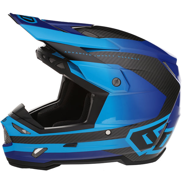 Image of 6D, ATR-3 Pure Helmet, SKU 13-07, Colors: Gloss White, Gloss Orange, Gloss Cyan Blue, Sizes: XS to 2X, Available at BTO Sports, front view, highlighting helmet profile, visor area, and surface finish