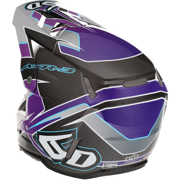 Image of 6D, ATR-3 Reflex Helmet, SKU 13-08, Colors: Gloss Black, Gloss Purple, Gloss White, Sizes: XS to 2X, Available at BTO Sports, front view, showing helmet shell shape, vent layout, and exterior graphics