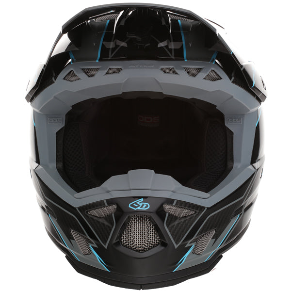 Image of 6D, ATR-3 Reflex Helmet, SKU 13-08, Colors: Gloss Black, Gloss Purple, Gloss White, Sizes: XS to 2X, Available at BTO Sports, front view, showing helmet design, venting, and shell details