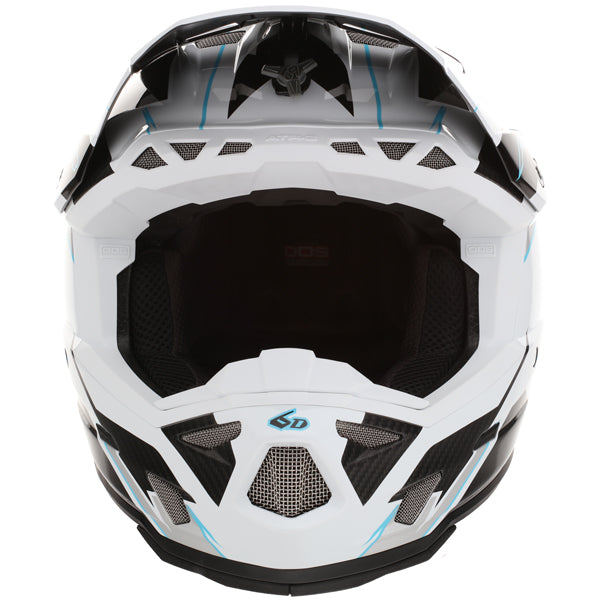 Image of 6D, ATR-3 Reflex Helmet, SKU 13-08, Colors: Gloss Black, Gloss Purple, Gloss White, Sizes: XS to 2X, Available at BTO Sports, front view, showing helmet design, venting, and shell details