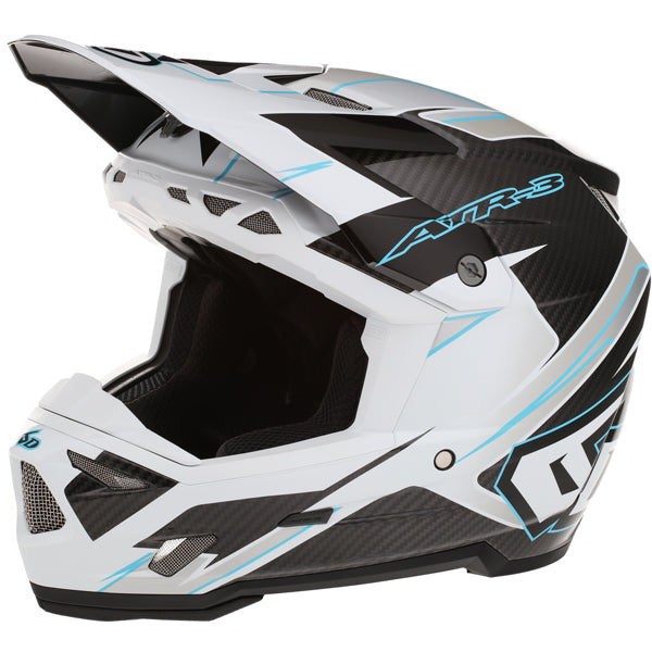 Image of 6D, ATR-3 Reflex Helmet, SKU 13-08, Colors: Gloss Black, Gloss Purple, Gloss White, Sizes: XS to 2X, Available at BTO Sports, front view, highlighting helmet profile, visor area, and surface finish