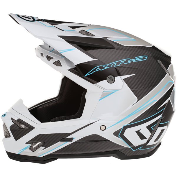 Image of 6D, ATR-3 Reflex Helmet, SKU 13-08, Colors: Gloss Black, Gloss Purple, Gloss White, Sizes: XS to 2X, Available at BTO Sports, front view, highlighting helmet profile, visor area, and surface finish