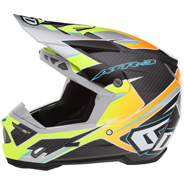 Image of 6D, ATR-3Y Reflex Helmet (Youth), SKU 16-04, Colors: Gloss Neon Orange, Gloss Purple, Gloss Neon Yellow, Sizes: Y-SM to Y-XL, Available at BTO Sports, front view, showing helmet shell shape, vent layout, and exterior graphics