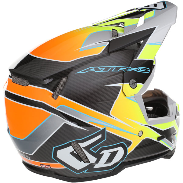 Image of 6D, ATR-3Y Reflex Helmet (Youth), SKU 16-04, Colors: Gloss Neon Orange, Gloss Purple, Gloss Neon Yellow, Sizes: Y-SM to Y-XL, Available at BTO Sports, front view, showing helmet design, venting, and shell details