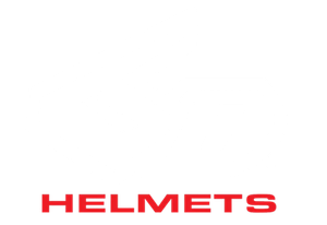 Red 'HELMETS' text on a white background 6D Helmets Logo