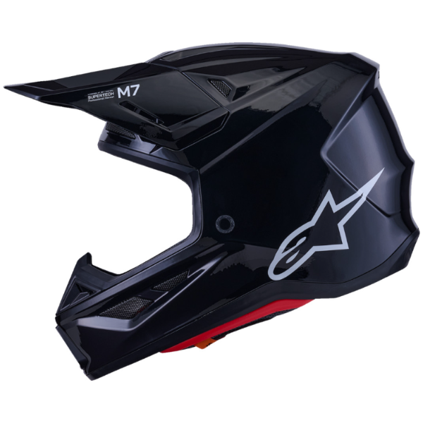 01109262, Alpinestars, S-M7 Solid Helmet, Black Glossy, White Glossy, Sizes XS, SM, MD, LG, XL product photo