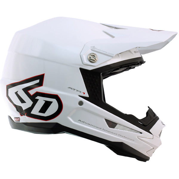 6D helmet white product view — with ODS impact management for angular and linear energy, ventilated and lightweight, SKU 10-3709.