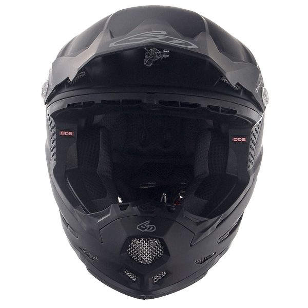 6D helmet black matte product view — with ODS impact management for angular and linear energy, ventilated and lightweight, SKU 11-5613.