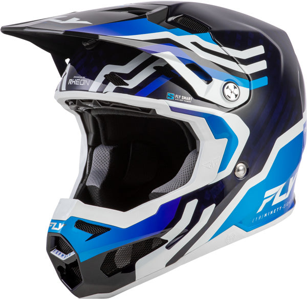 Studio view of fly racing formula s carbon byte helmet-youth, on a white studio background | Fly Racing - Formula S Carbon Byte Helmet (Youth) | SKU 73-4450 | Colors: Black Carbon/Grey/Silver, Blue Carbon/Blue/White, Black Carbon/Teal/Lime, Red Carbon/Red/Grey | Available at BTO Sports