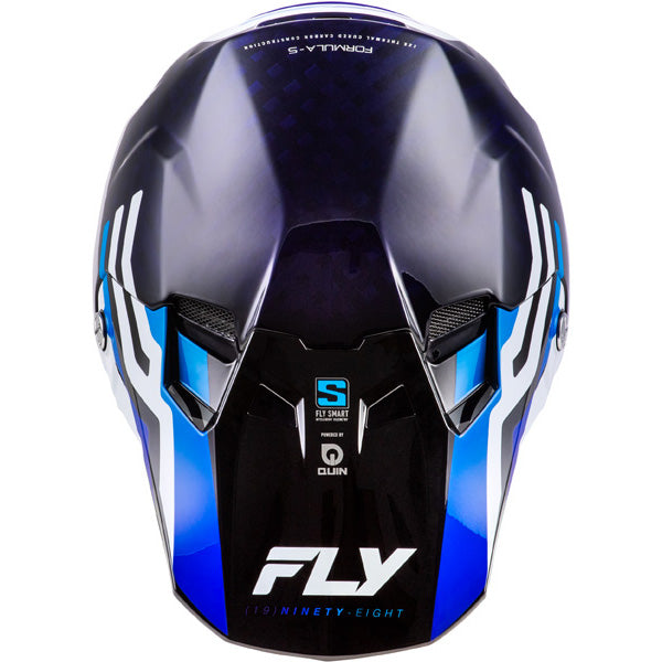 Studio view of fly racing formula s carbon byte helmet-youth, on a white studio background | Fly Racing - Formula S Carbon Byte Helmet (Youth) | SKU 73-4450 | Colors: Black Carbon/Grey/Silver, Blue Carbon/Blue/White, Black Carbon/Teal/Lime, Red Carbon/Red/Grey | Available at BTO Sports