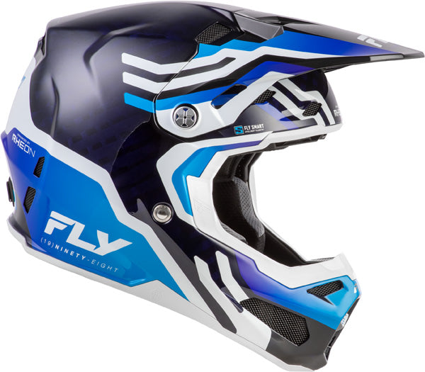 Studio view of fly racing formula s carbon byte helmet-youth, on a white studio background | Fly Racing - Formula S Carbon Byte Helmet (Youth) | SKU 73-4450 | Colors: Black Carbon/Grey/Silver, Blue Carbon/Blue/White, Black Carbon/Teal/Lime, Red Carbon/Red/Grey | Available at BTO Sports