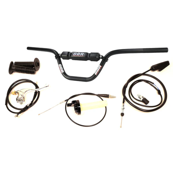 Product photo on a clean white background of BBR, Handlebar Kits, showing product profile and surface details, Colors: Honda, Kawasaki, SKU 80-9610