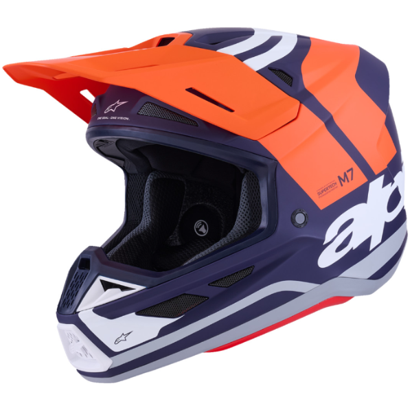 482-00188S, Alpinestars, S-M7 Core Helmet, Red Glossy, Orange/Blue Matte, Sizes XS, SM, MD, LG, XL product photo