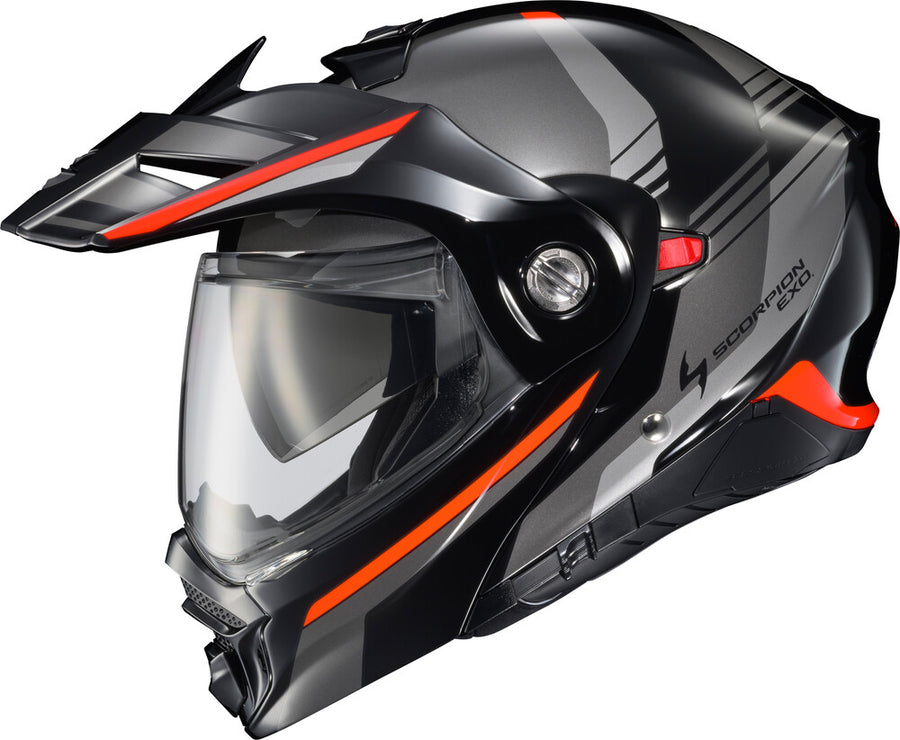 Scorpion EXO - EXO-AT960 Monk Helmet, front three-quarter view, color options: 2XL, 3XL, L, M, S, XL, sizes: Monk Black/Red, Monk Grey/Hi-Viz, Monk Phantom, Monk White/Blue