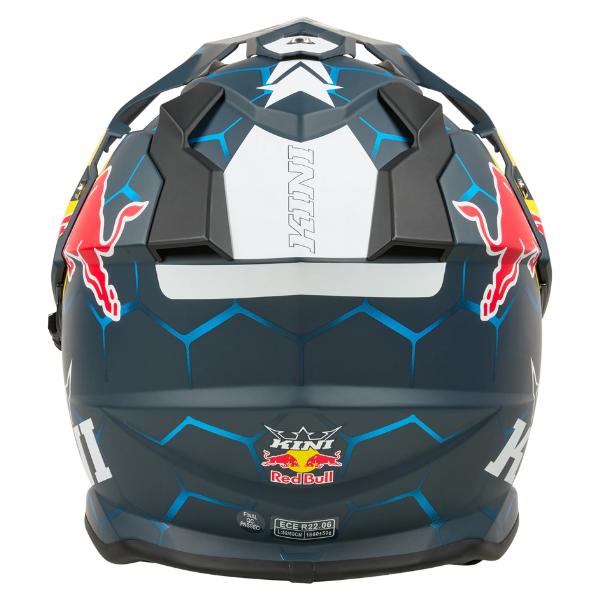 Clean studio photo on a white background of O'Neal, Kini Red Bull ADV 1.0 Helmet, SKU K0818-003, color options Blue/White, sizes XS–2X