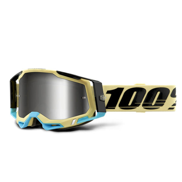 Studio image on a white background of 100%, Racecraft 2.0 Goggle (Mirror Lens), Goggles, SKU 26012902, color options Arbis, Mirror Silver Lens, Mayfair, Mirror Silver Lens, Maho, Silver Flash Lens, Concordia, Mirror Blue Lens, Airblast, Mirror Silver Lens, Blue, Mirror Blue Lens, Fremont, Mirror Blue Lens, Red, Mirror Red Lens and more