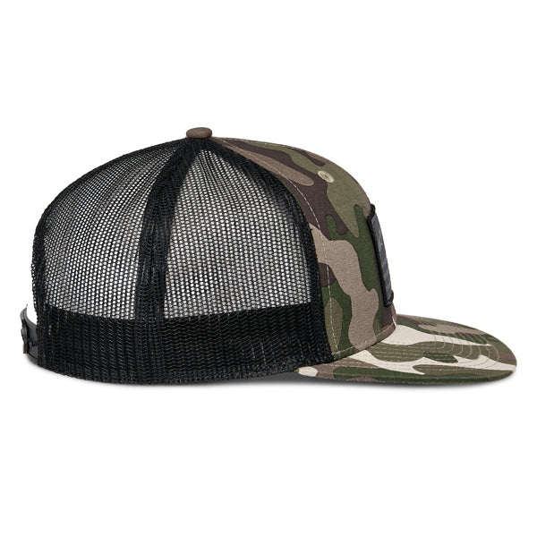 Studio photo on a white background of Alpinestars - Flag Flat Trucker Hat; showing overall shape and visible design details; SKU 482-763