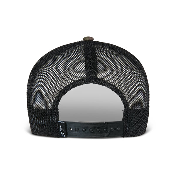 High-resolution studio image of Alpinestars - Flag Flat Trucker Hat; showing overall shape and visible design details; SKU 482-763