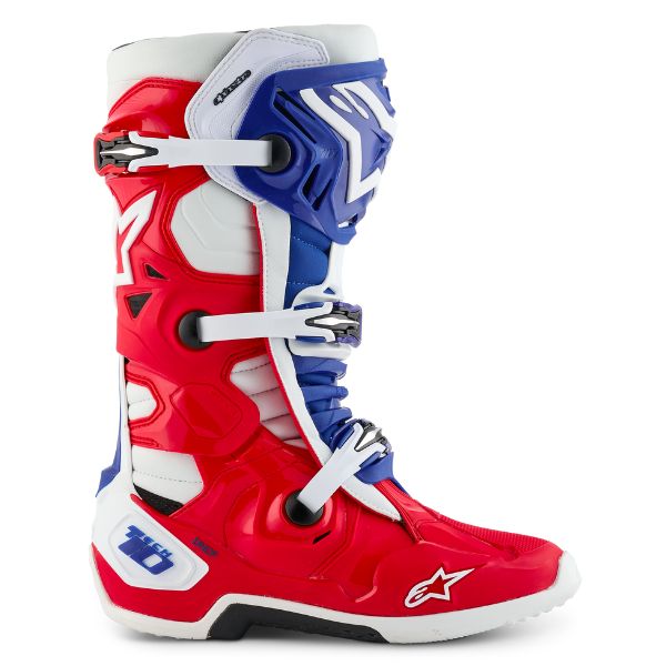 Product image of Alpinestars 2010020 3118 Tech10 LE Fortitude Boot RWB 2 motocross boots showing design and colorway | Available at BTO Sports
