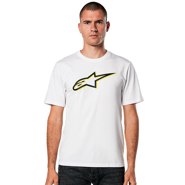 High-resolution studio image of Alpinestars Ageless Shadow CSF T-Shirt; showing tee fit, printed graphics, and crew neckline; SKU 482-76290S