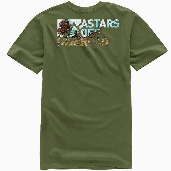 Crisp studio image on a white background of Alpinestars Painted T-Shirt; showing tee fit, printed graphics, and crew neckline; SKU 303022090