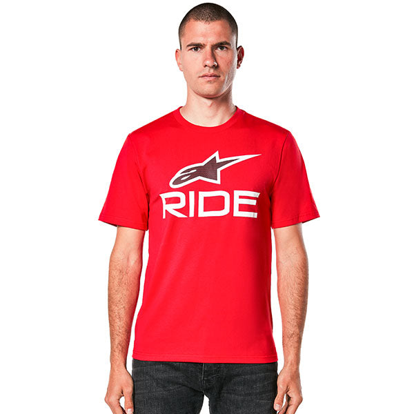 Crisp studio image on a white background of Alpinestars Ride 4.0 CSF T-Shirt; showing tee fit, printed graphics, and crew neckline