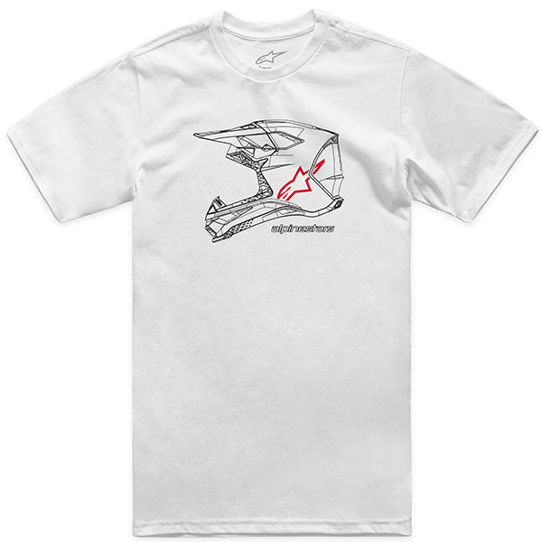 Professional studio photo of Alpinestars MX Helmet CSF T-Shirt; showing tee fit, printed graphics, and crew neckline; SKU 482-76297S; Sizes: S-2XL