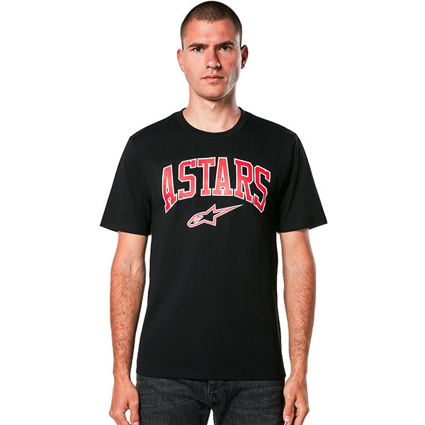 High-resolution studio image of Alpinestars Dunker CSF T-Shirt; showing tee fit, printed graphics, and crew neckline